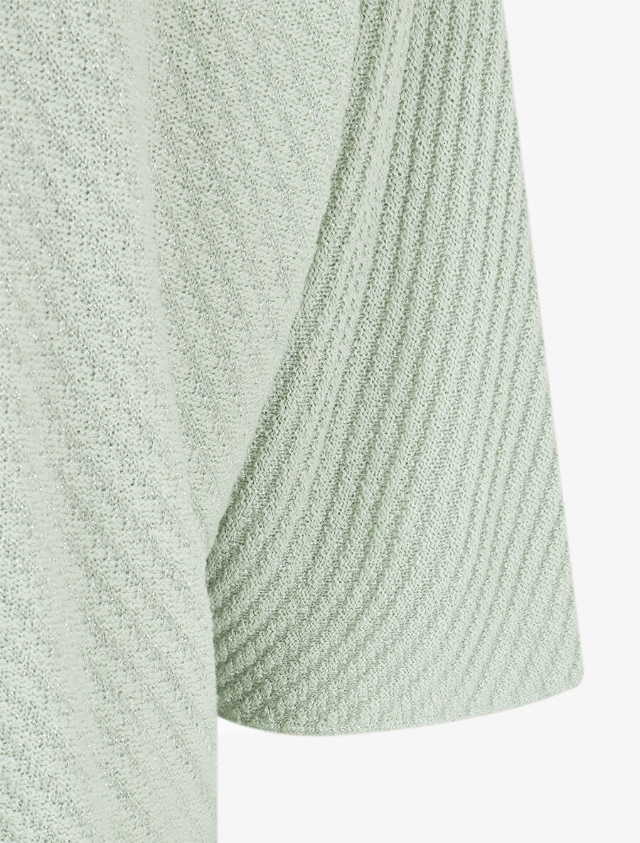 Pull fin irisé à manches courtes - Vert d&