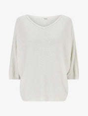 Pull irisé à manches style chauves-souris - Beige - 1