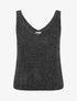 Débardeur côtelé en maille à détail irisé - Noir - 1