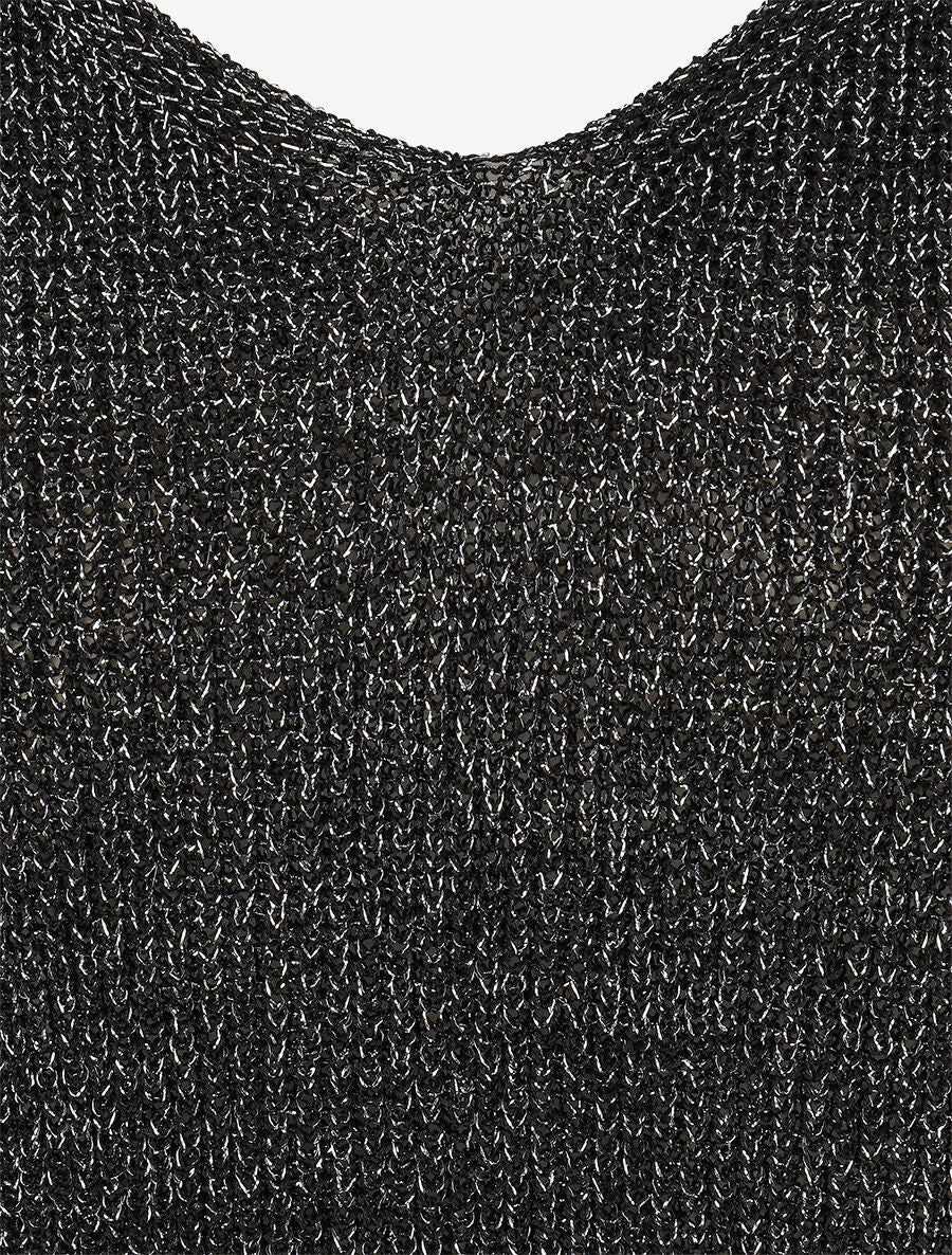 Débardeur côtelé en maille à détail irisé - Noir - 3