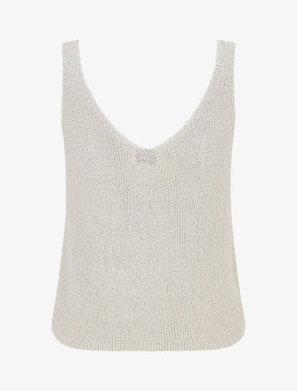 Débardeur côtelé en maille à détail irisé - Beige - 2