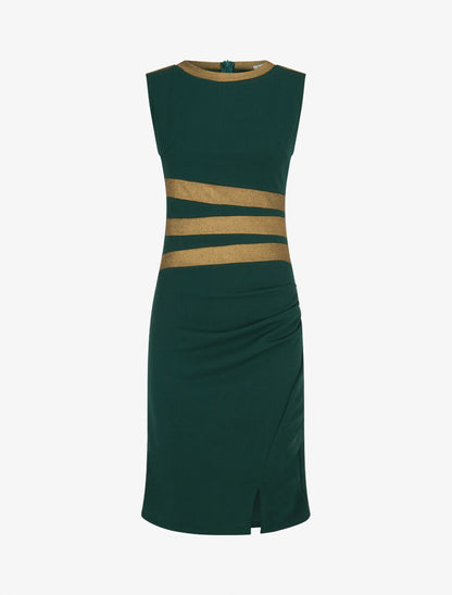 Robe moulante à bandes irisées - Vert sapin - 1