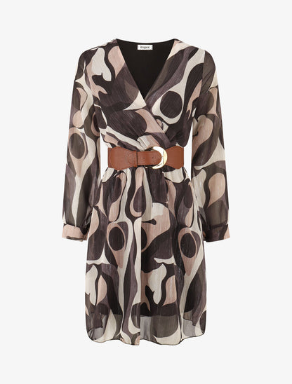 Robe patineuse imprimé rétro irisé - Noir - 4