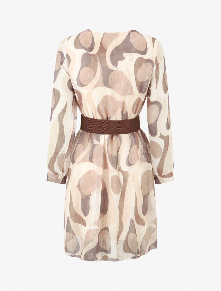 Robe patineuse imprimé rétro irisé - Beige - 2