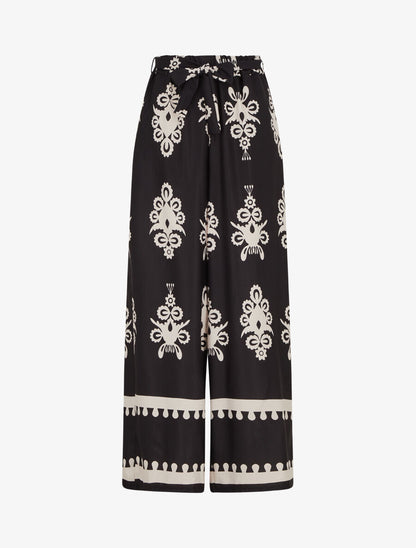 Pantalon ample à imprimé ikat - Noir - 1
