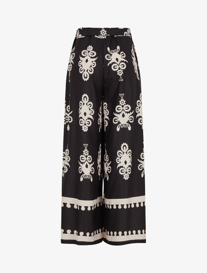 Pantalon ample à imprimé ikat - Noir - 2