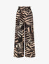 Pantalon à taille haute élastiquée imprimé animal - Beige - 4
