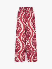 Pantalon à taille haute élastiquée imprimé abstrait - Bordeaux - 4