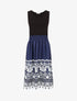 Robe midi évasée sans manches imprimé floral - Marine - 4