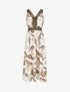 Robe longue à détail irisées et imprimé feuilles - Beige - 1