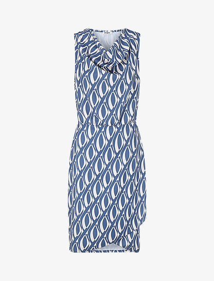 Robe droite à imprimé seventies - Bleu - 1