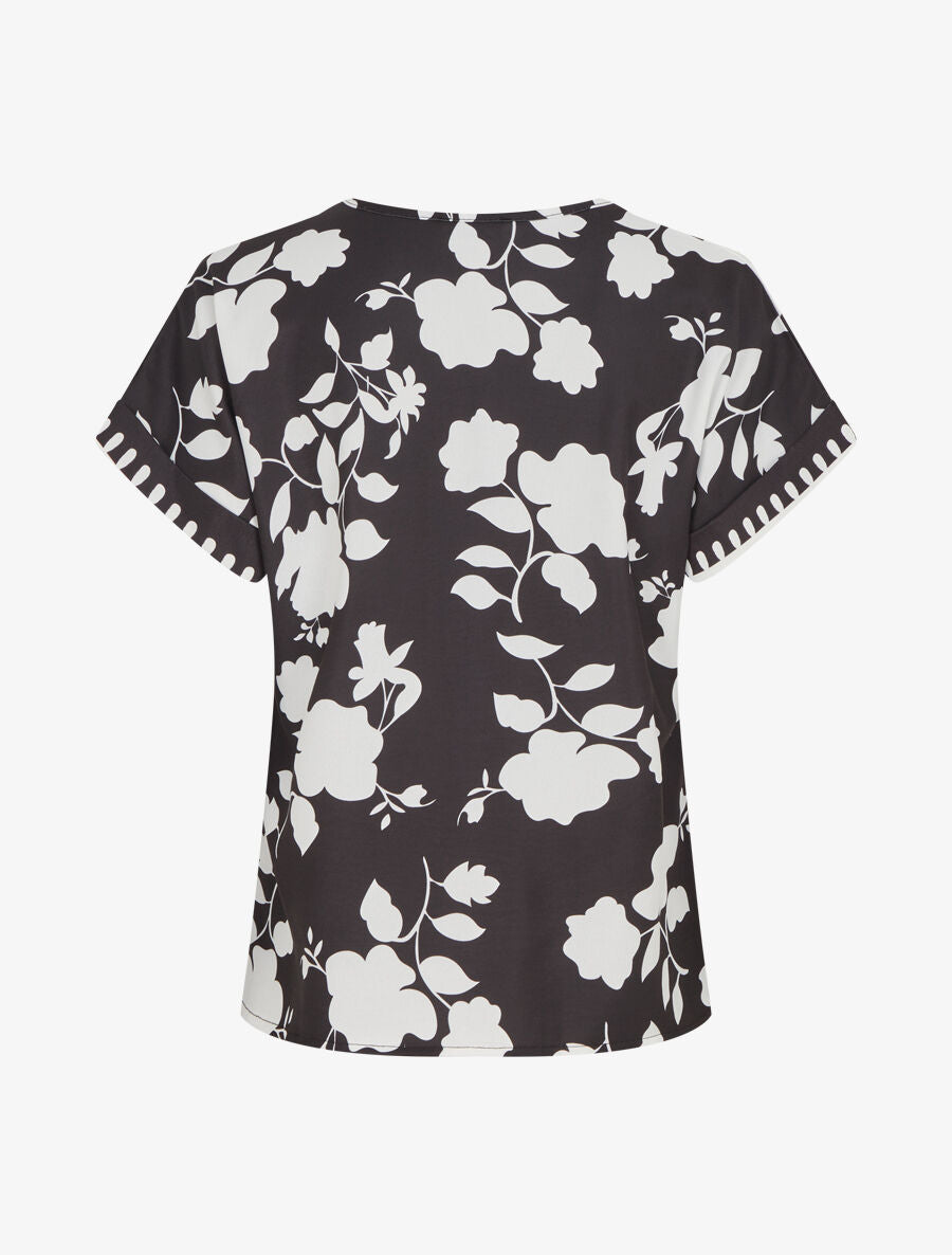 Blouse imprimé floral à col V - Noir - 2