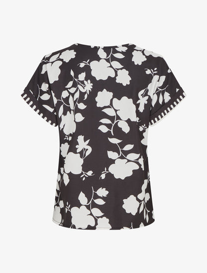 Blouse imprimé floral à col V - Noir - 2