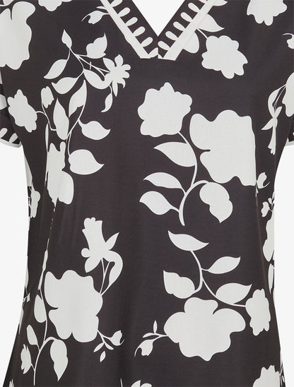 Blouse imprimé floral à col V - Noir - 3
