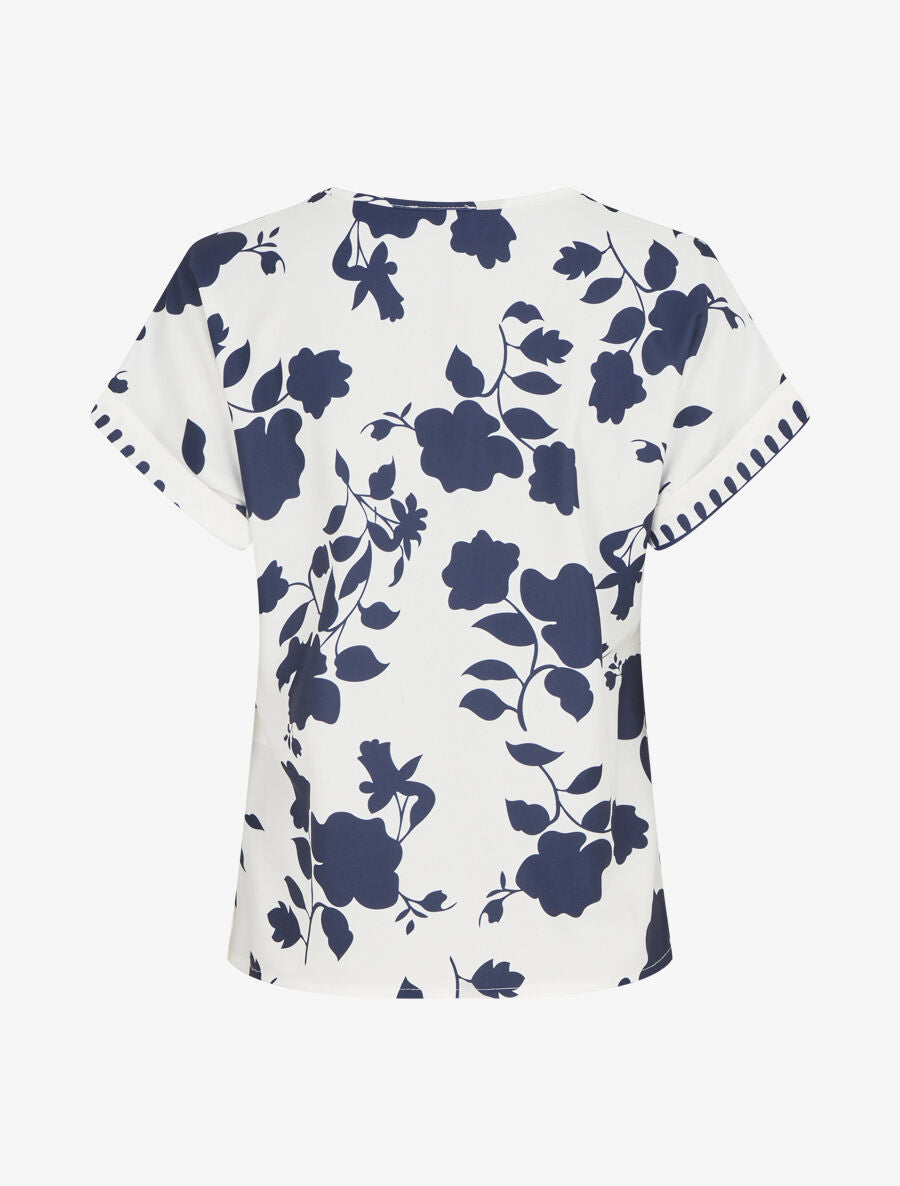 Blouse imprimé floral à col V - Marine - 2