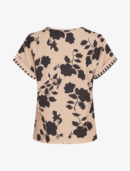 Blouse imprimé floral à col V - Beige - 2