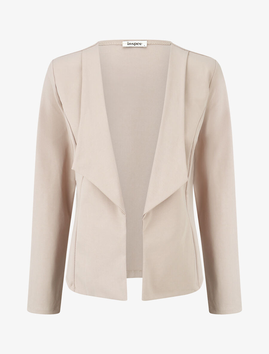 Veste en coton à col droit - Beige - 4