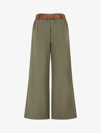 Pantalon long uni élastiqué - Kaki - 2