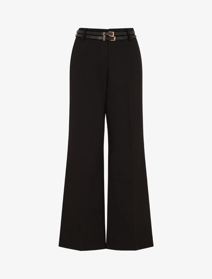 Pantalon droit taille haute ceinturée - Noir - 4