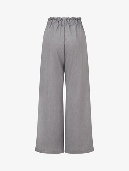 Pantalon droit taille haute élastiquée - Gris - 2