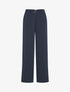 Pantalon ample taille haute uni - Marine - 1