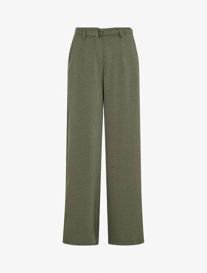 Pantalon ample taille haute uni - Kaki - 1