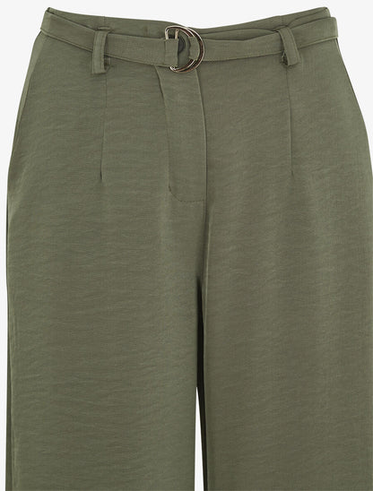Pantalon ample taille haute uni - Kaki - 3