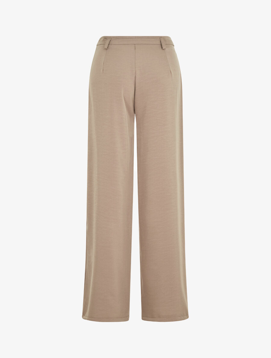 Pantalon ample taille haute uni - Taupe - 2