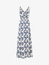 Robe longue à taille élastiquée imprimé floral - Marine - 1