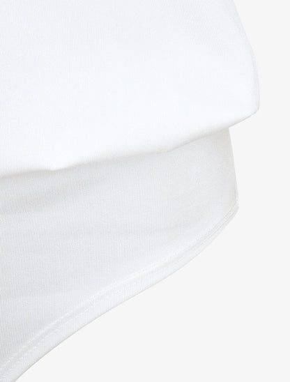 Body uni à détail dentelle - Blanc - 3