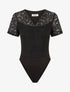 Body en dentelle manches courtes - Noir - 1