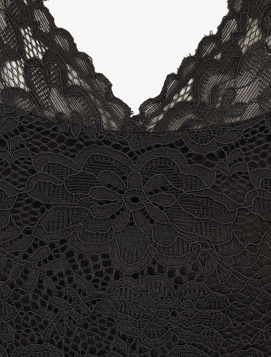 Body en dentelle manches courtes - Noir - 3