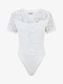 Body en dentelle manches courtes - Blanc - 1