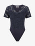 Body en dentelle manches courtes - Marine - 1