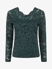 Top uni en dentelle - Vert sapin - 5