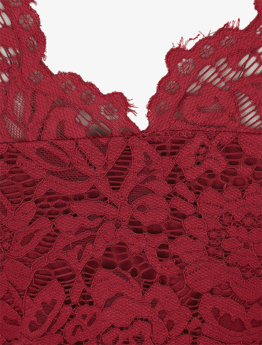 Top uni en dentelle - Bordeaux - 3