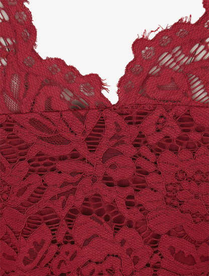 Top uni en dentelle - Bordeaux - 3