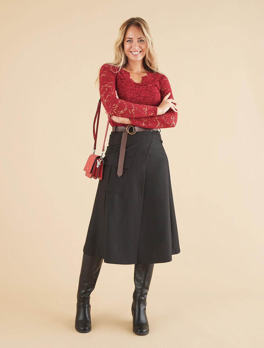 Top uni en dentelle - Bordeaux - 4