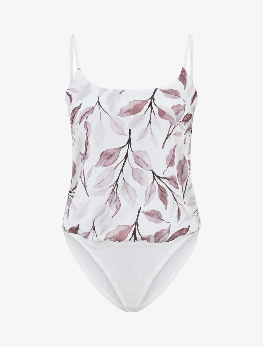 Body style caraco imprimé feuilles - Mauve - 4
