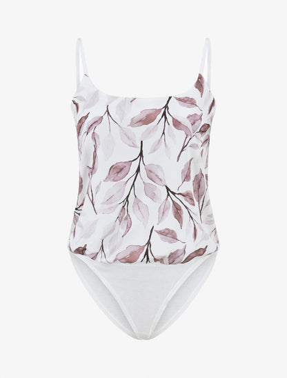 Body style caraco imprimé feuilles - Mauve - 4