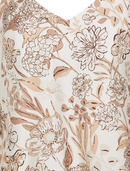 Caraco satiné imprimé floral - Beige - 3