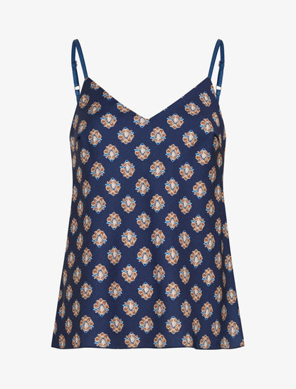 Caraco satiné imprimé jacquard - Marine - 1