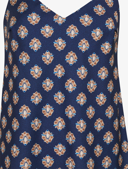 Caraco satiné imprimé jacquard - Marine - 3
