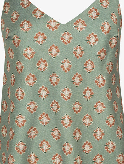 Caraco satiné imprimé jacquard - Kaki - 3
