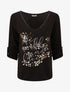 Pull droit et fin flocage léopard - Noir - 4