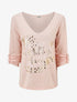 Pull droit et fin flocage léopard - Rose - 1