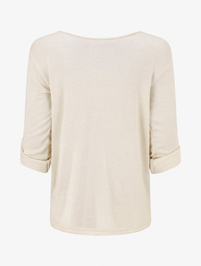 Pull droit et fin flocage léopard - Beige - 2