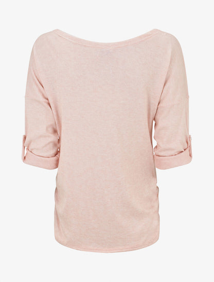 Pull à coeur irisé et sequins - Rose - 2