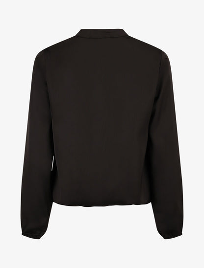 Blouse satinée ornée de broderie - Noir - 2