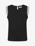 Top uni à détail broderies - Noir - 4